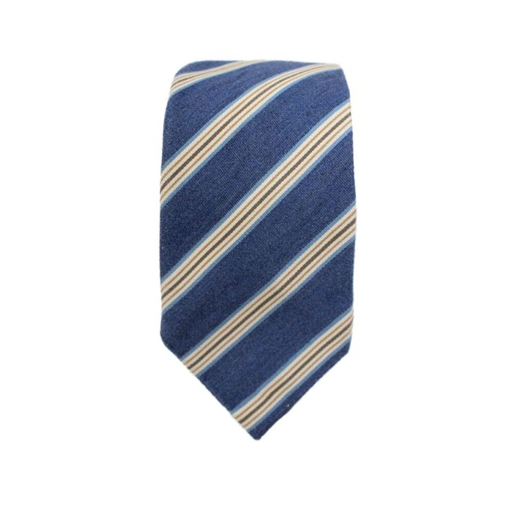 Peter Elliot Mens Silk Blend Striped Skinny Necktie Blue Multi Colored